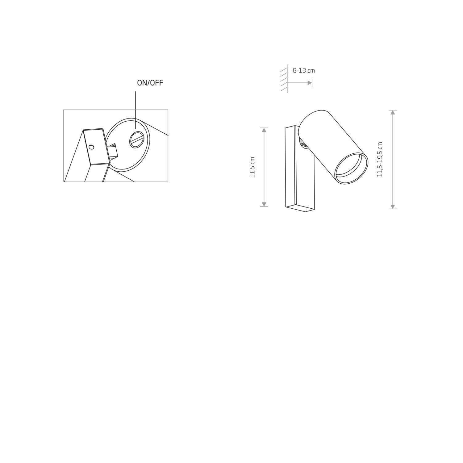 Applique GU10 laiton métal H : 11,5 cm orientable