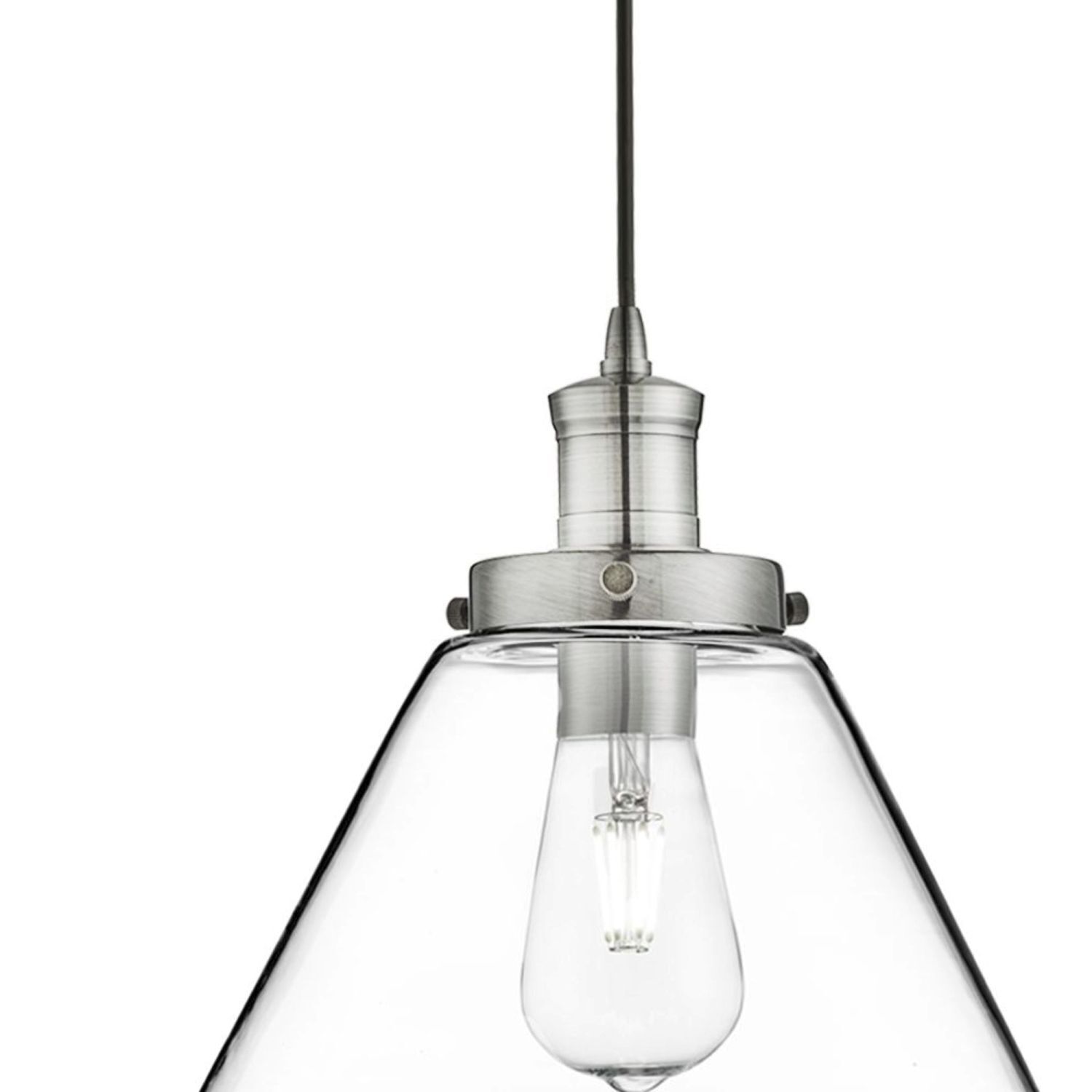 Suspension verre vintage Ø 29 cm en argent clair