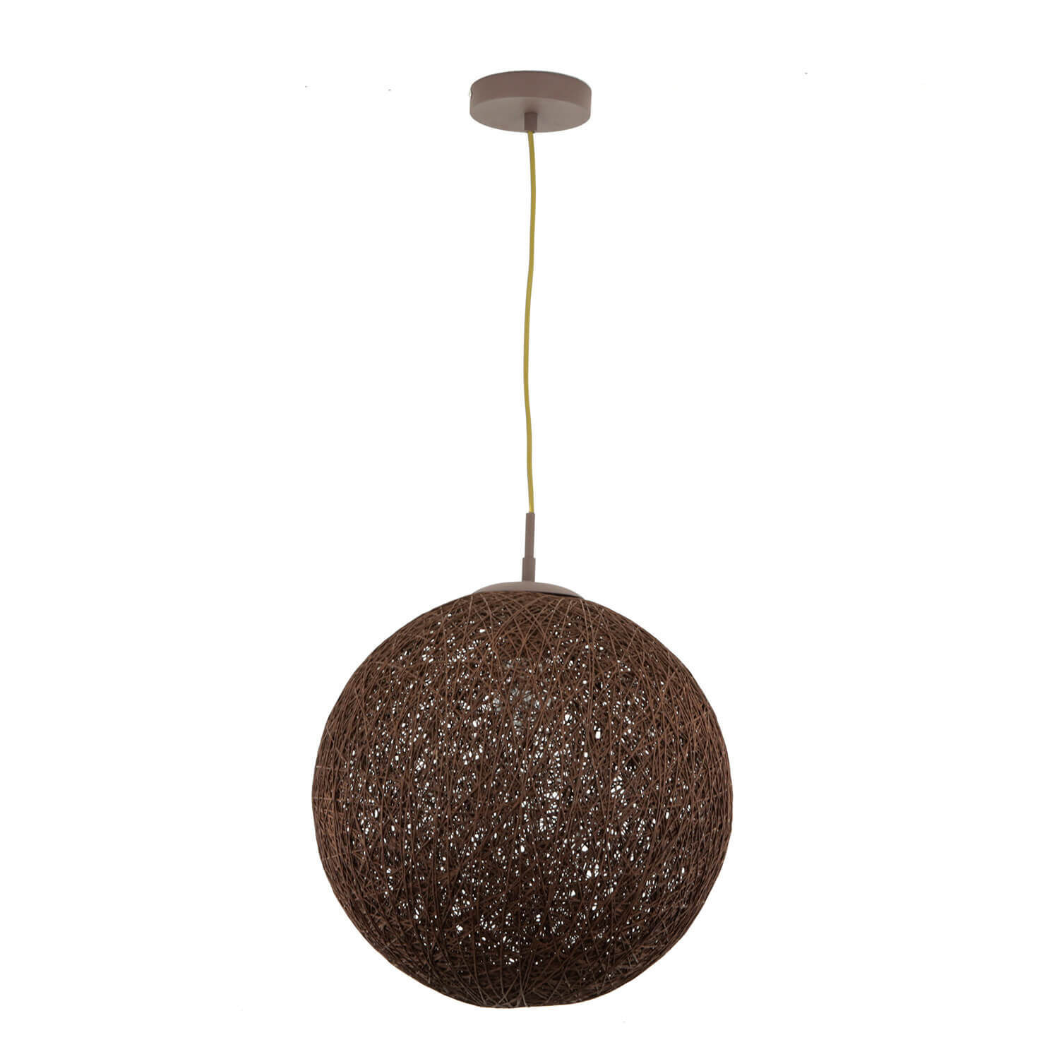 Suspension boule tressée brune ronde Ø 39 cm métal Lampe