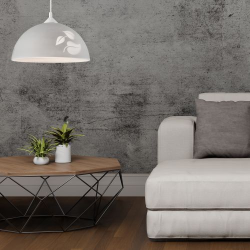 Lampe à suspendre Gris Verre rond Table à manger Rétro confortable