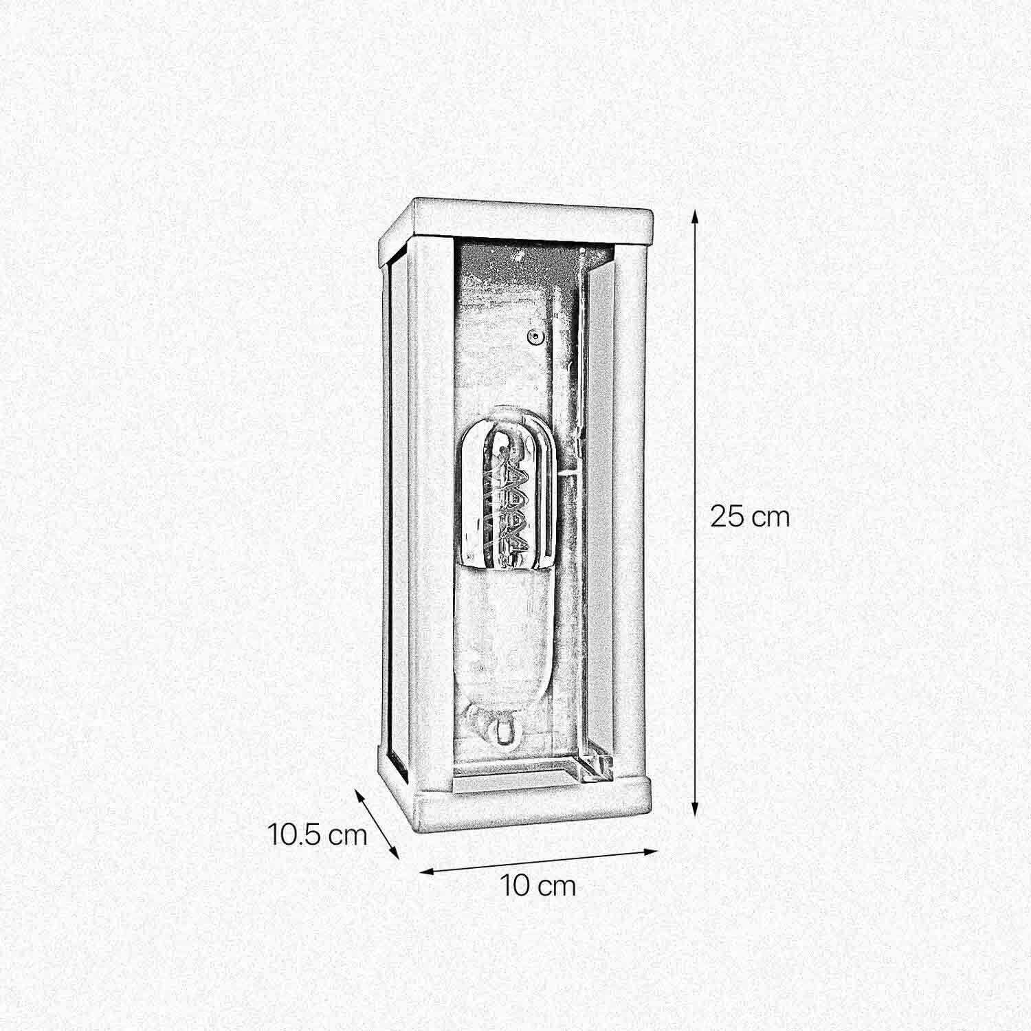 Applique extérieure E27 IP43 H : 25 cm Fer Verre