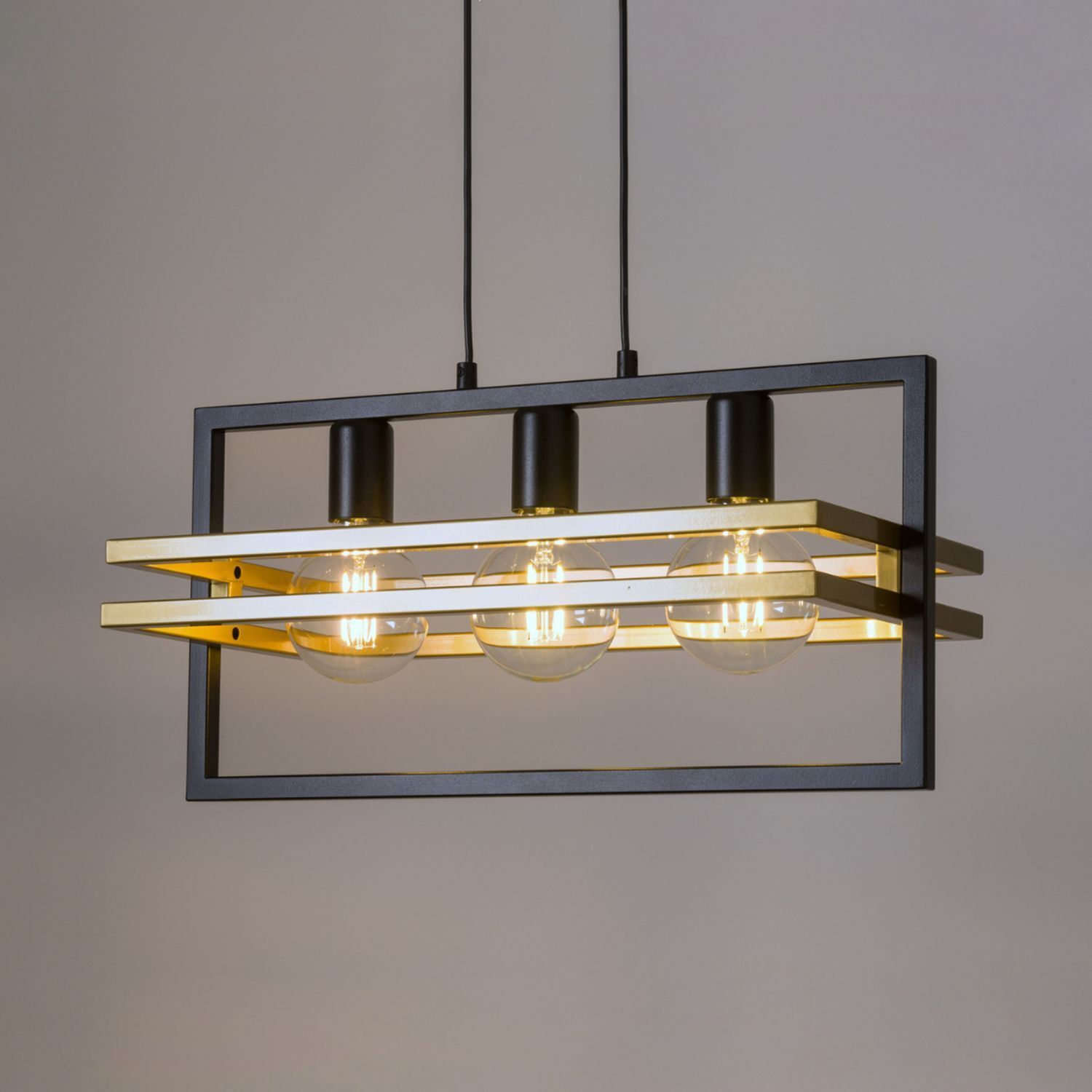 Lampe à suspendre décorative métal noir or G9 52 cm de long