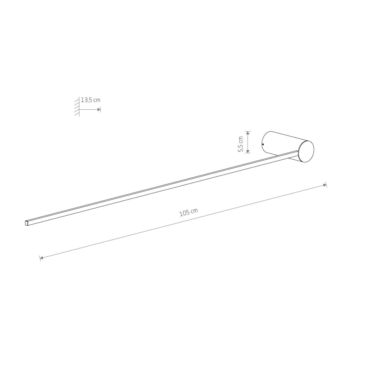 Applique murale LED noir 3000 K 520 lm aluminium 105 cm de haut
