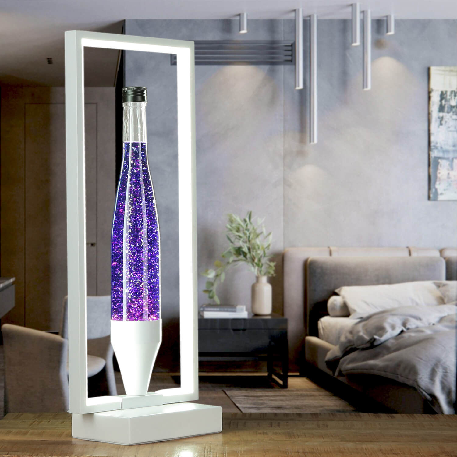 Lampe à Lave Paillette Violet Blanc LED Cadre décoratif OLI Lampe