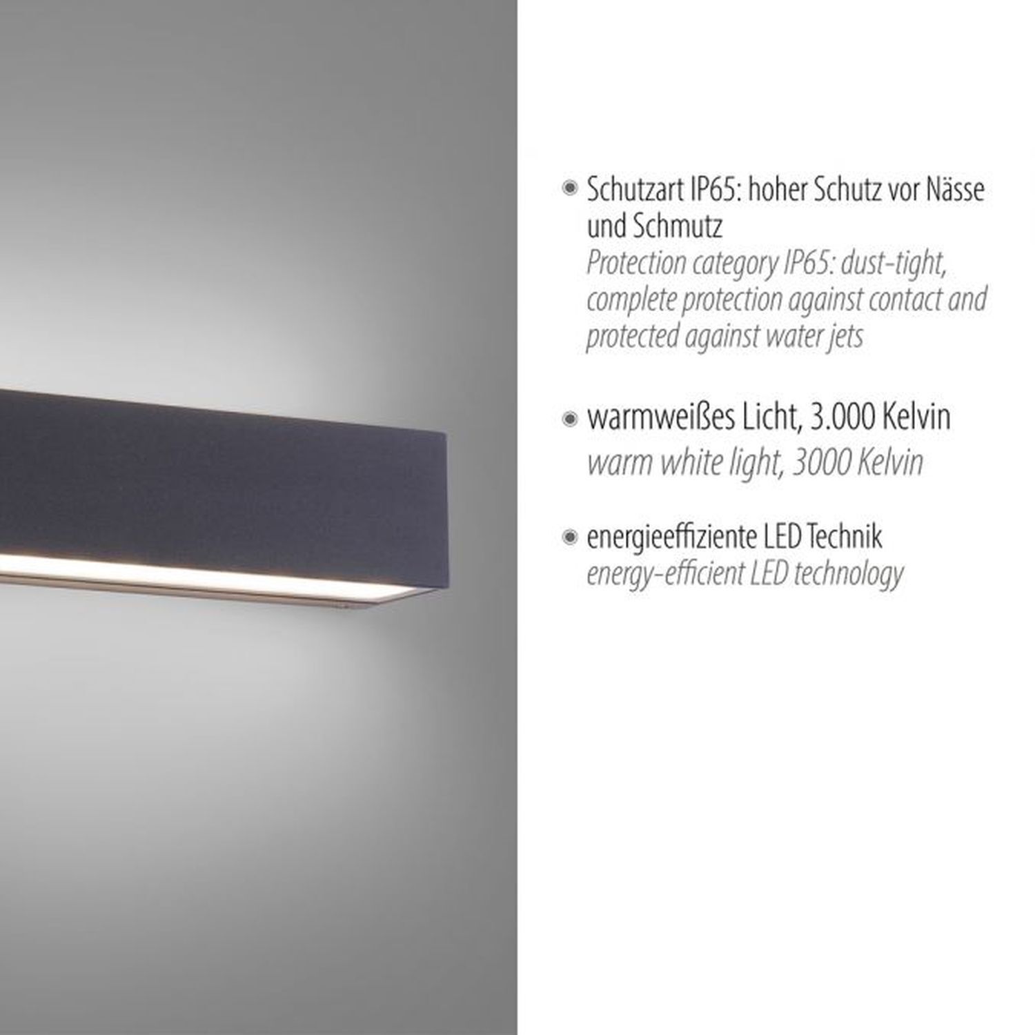 LED Außenleuchte Wand Aluminium B:25 cm IP65 Up & Down Deckenleuchte