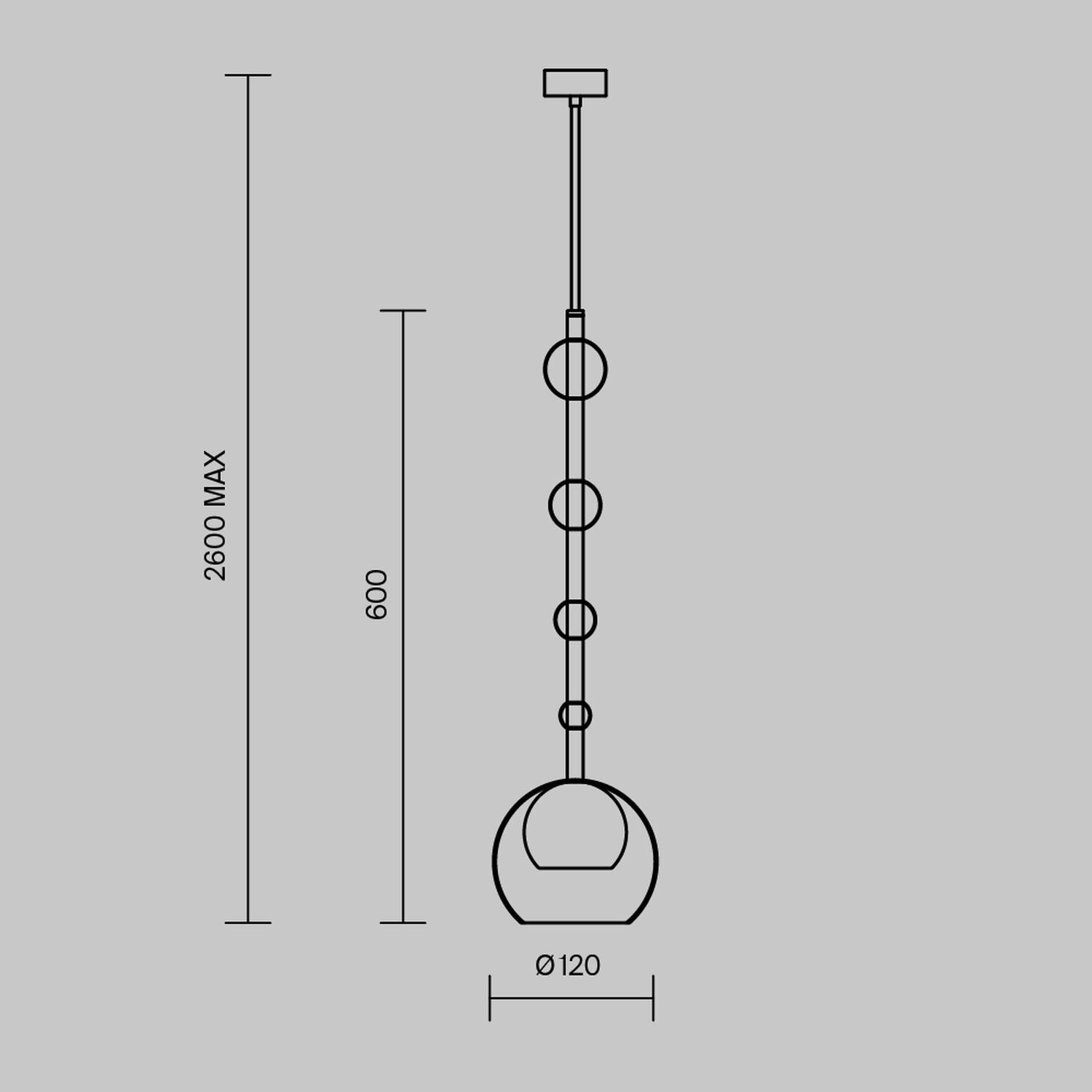 Lampe à suspendre métal verre Ø 16 cm H : max. 362,5 cm GU10