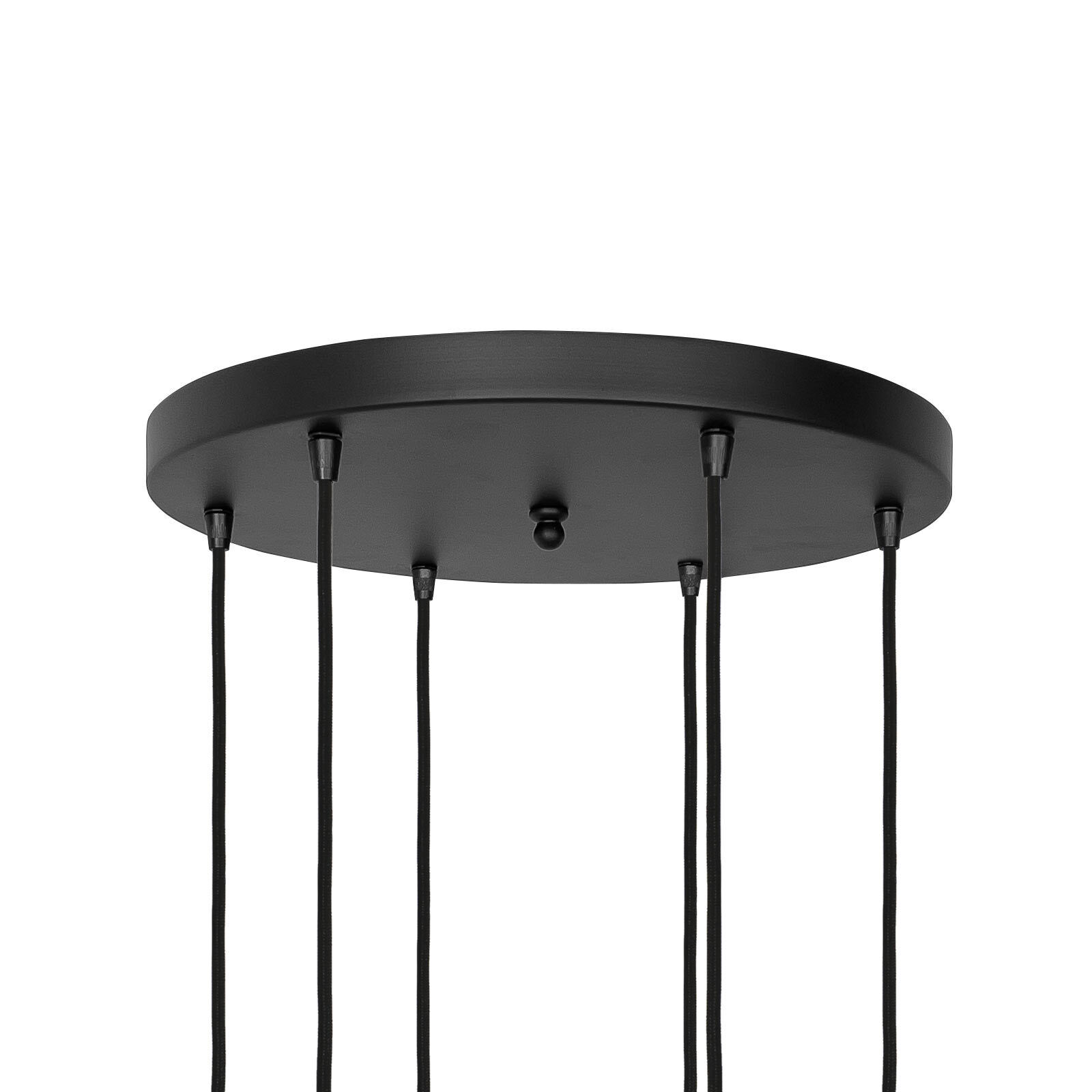 Suspension laiton fer verre 6x E27 en noir clair Deckenleuchte