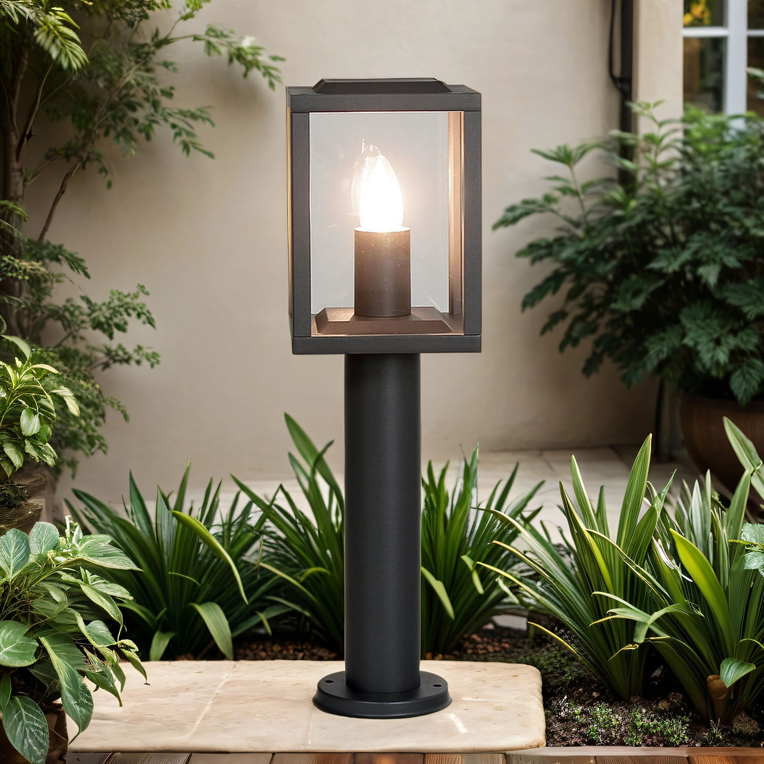 Lampadaire extérieur Anthracite Vintage carré IP44 Jardin