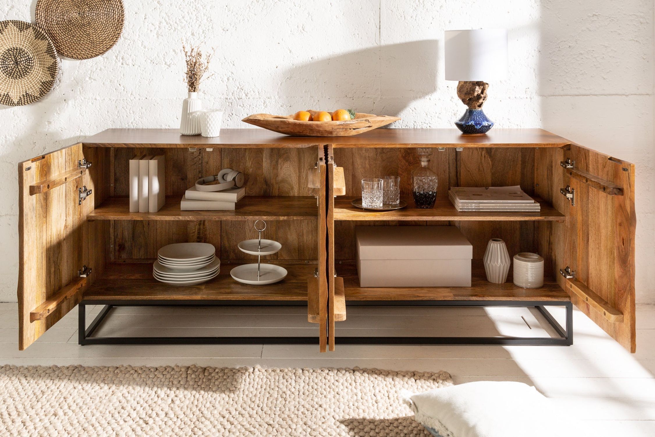 Buffet bois de manguier métal 177 x 76 cm fait main Buffet bois de manguier métal 177 x 76 cm fait main