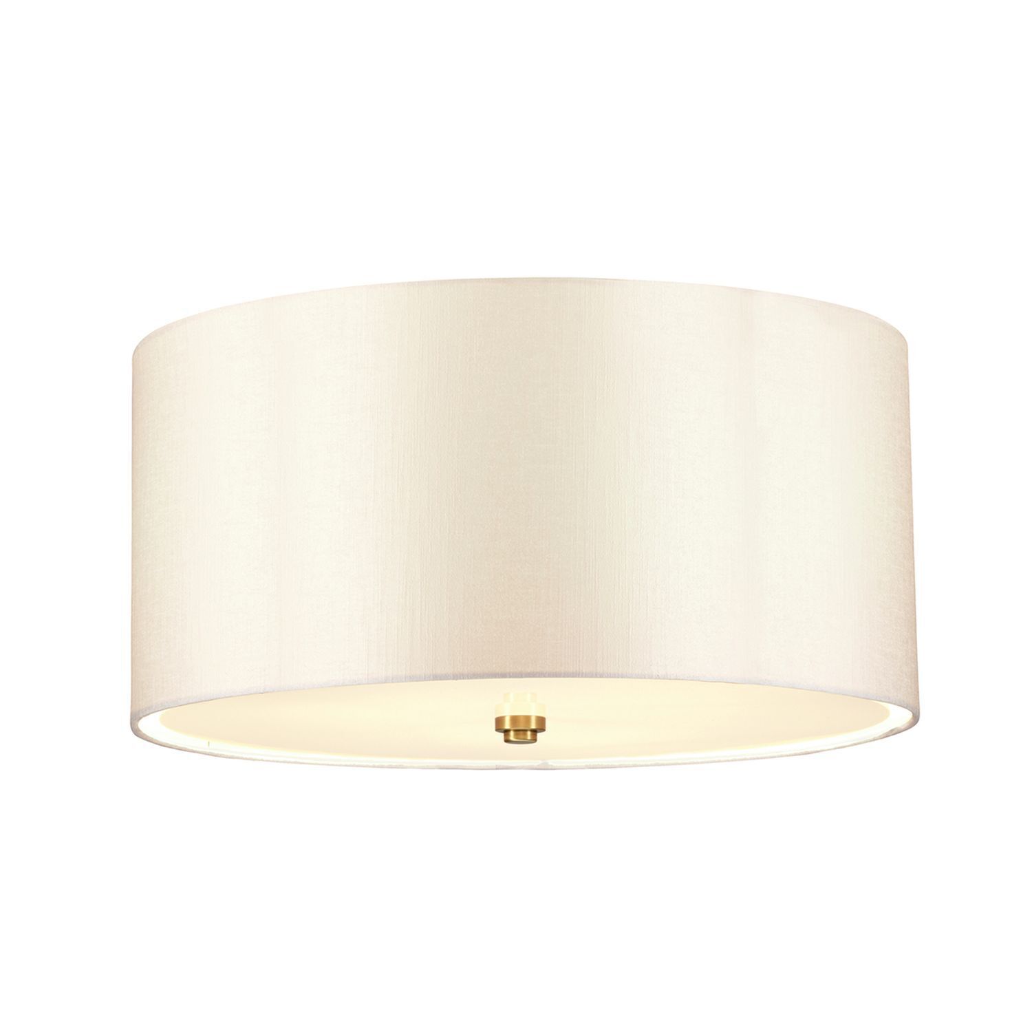 Plafonnier rond 46 cm tissu en laiton crème