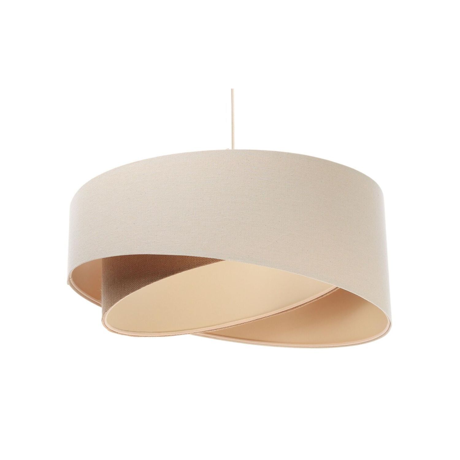 Lampe à suspendre en lin E27 ronde Ø 50 cm Crème Beige confortable