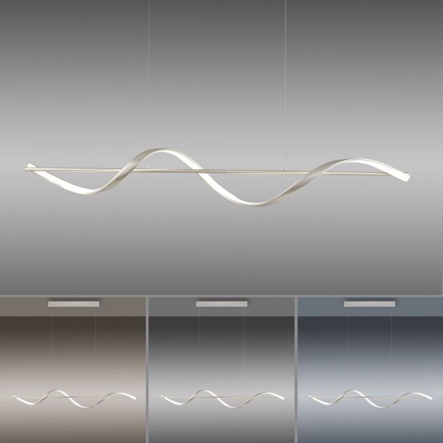 Suspension LED argent Télécommande 121 cm dimmable