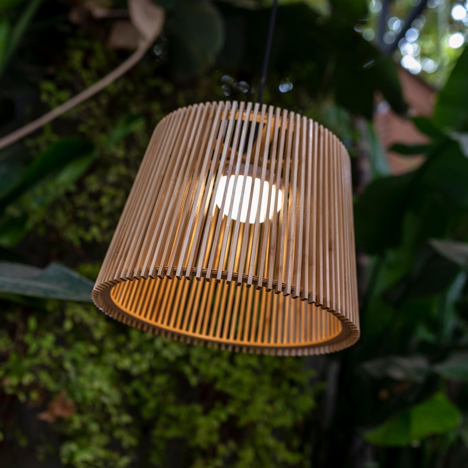 Suspension extérieure LED Accu Bois Ø 39 cm IP54 2700 K dimmable