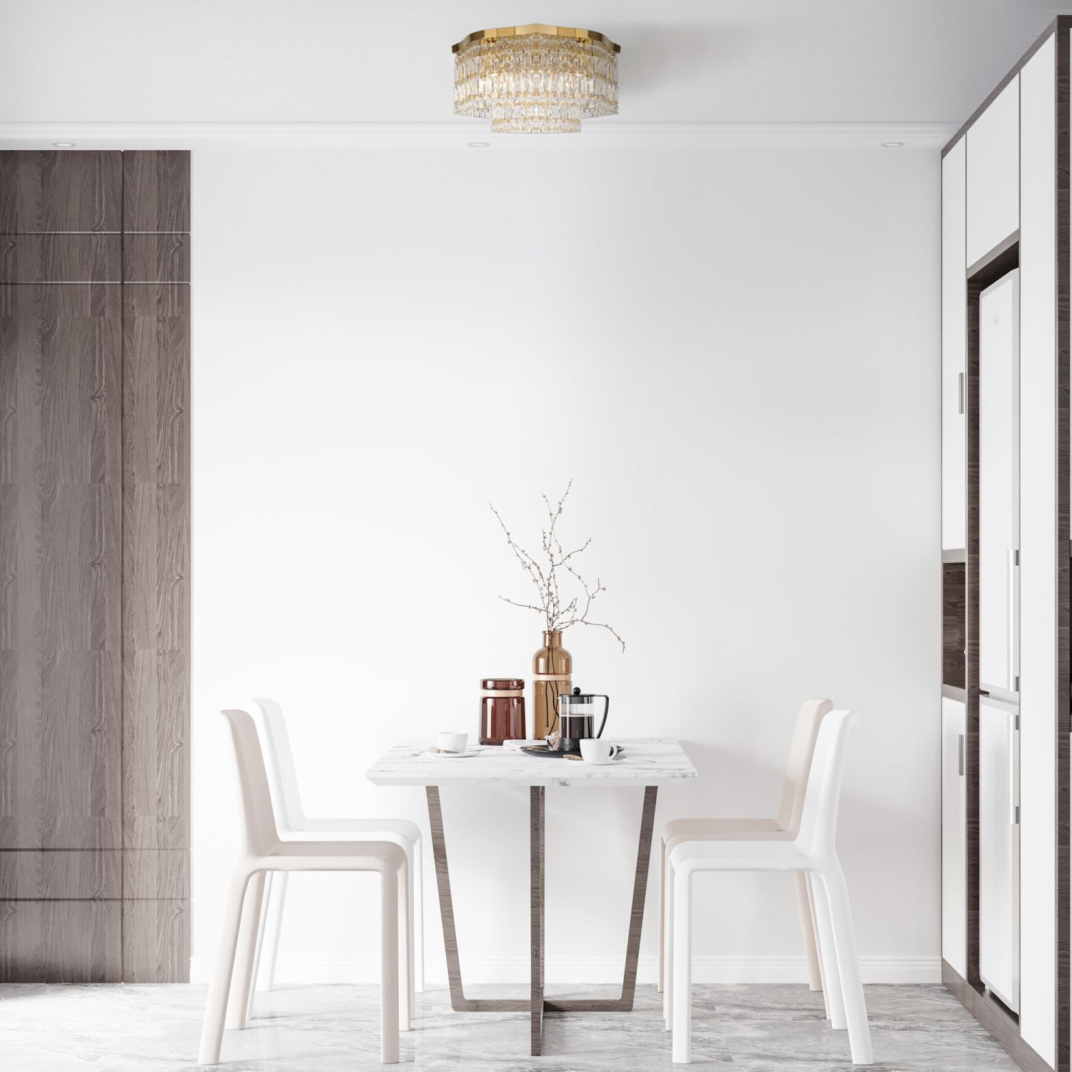 Deckenlampe Metall E14 45 cm breit in Gold rund INGA Speisesaal, Esstisch, Mobiliar, Innenarchitektur, Tabelle