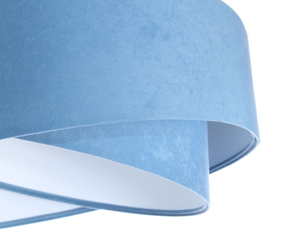 Suspension ronde Ø 50 cm Blanc Bleu Tissu aspect velours E27
