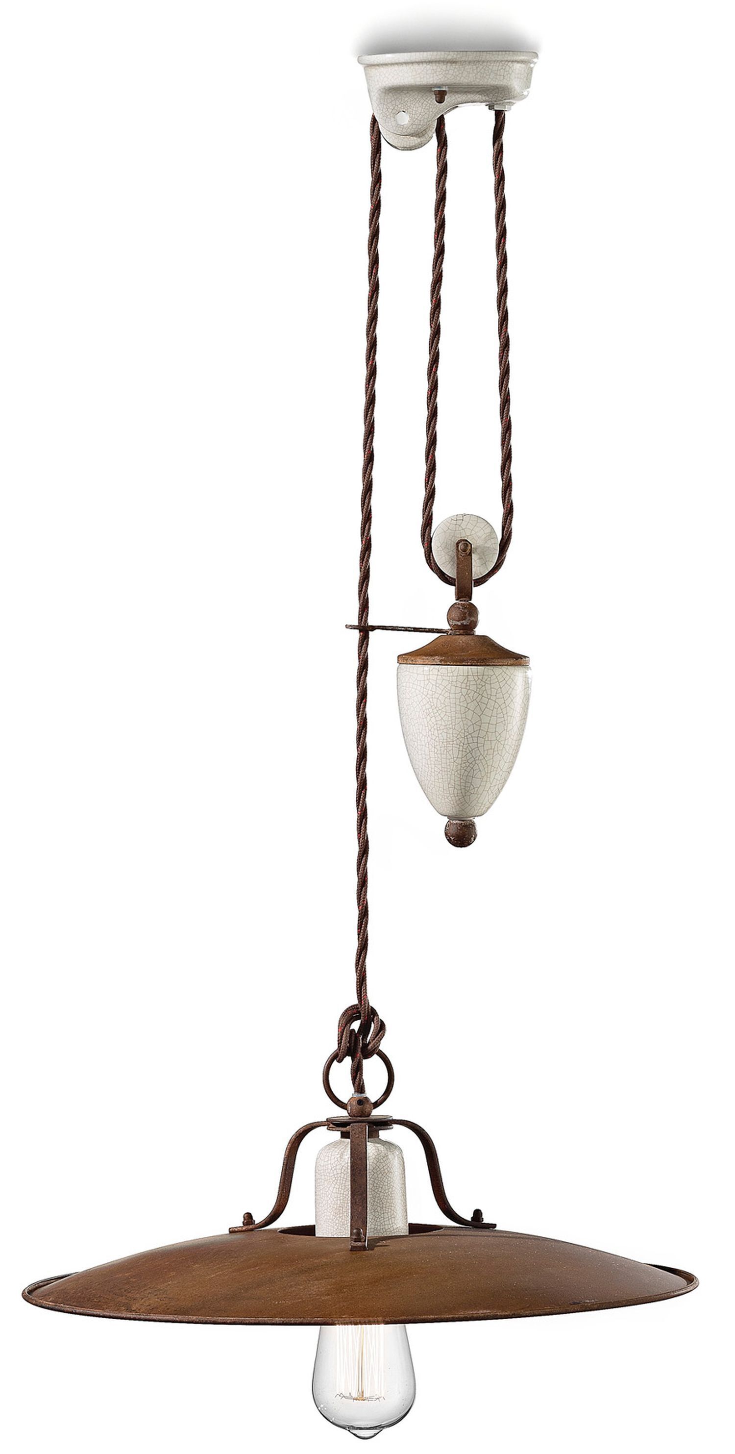 Lampe à suspendre métal ajustable crème brun rouille E27 Leuchte