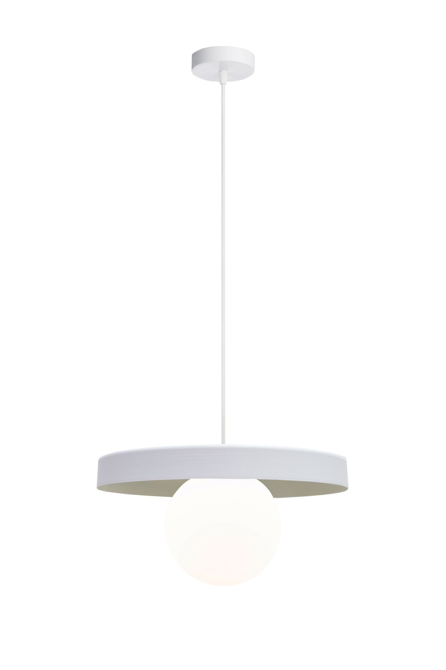 Accueillante lampe suspendue verre métal blanc E27 Ø30 cm