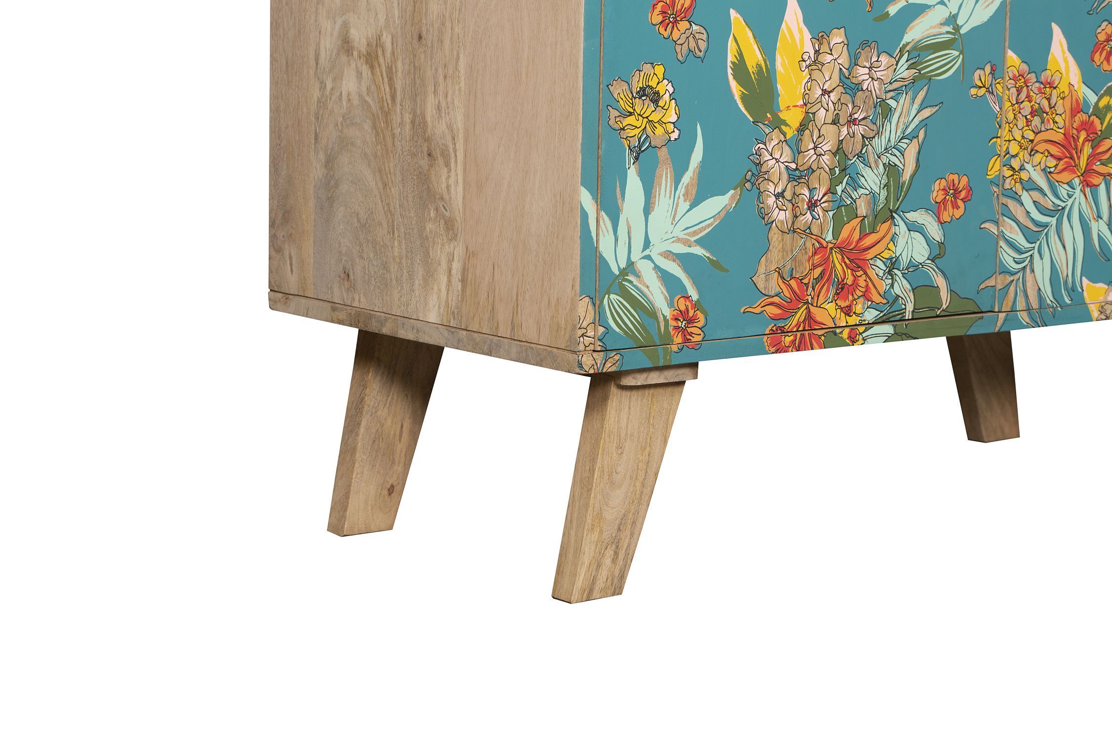 Florales Sideboard Bunt Türkis aus Mangoholz MDF B: 90 cm Moebel, Anrichte