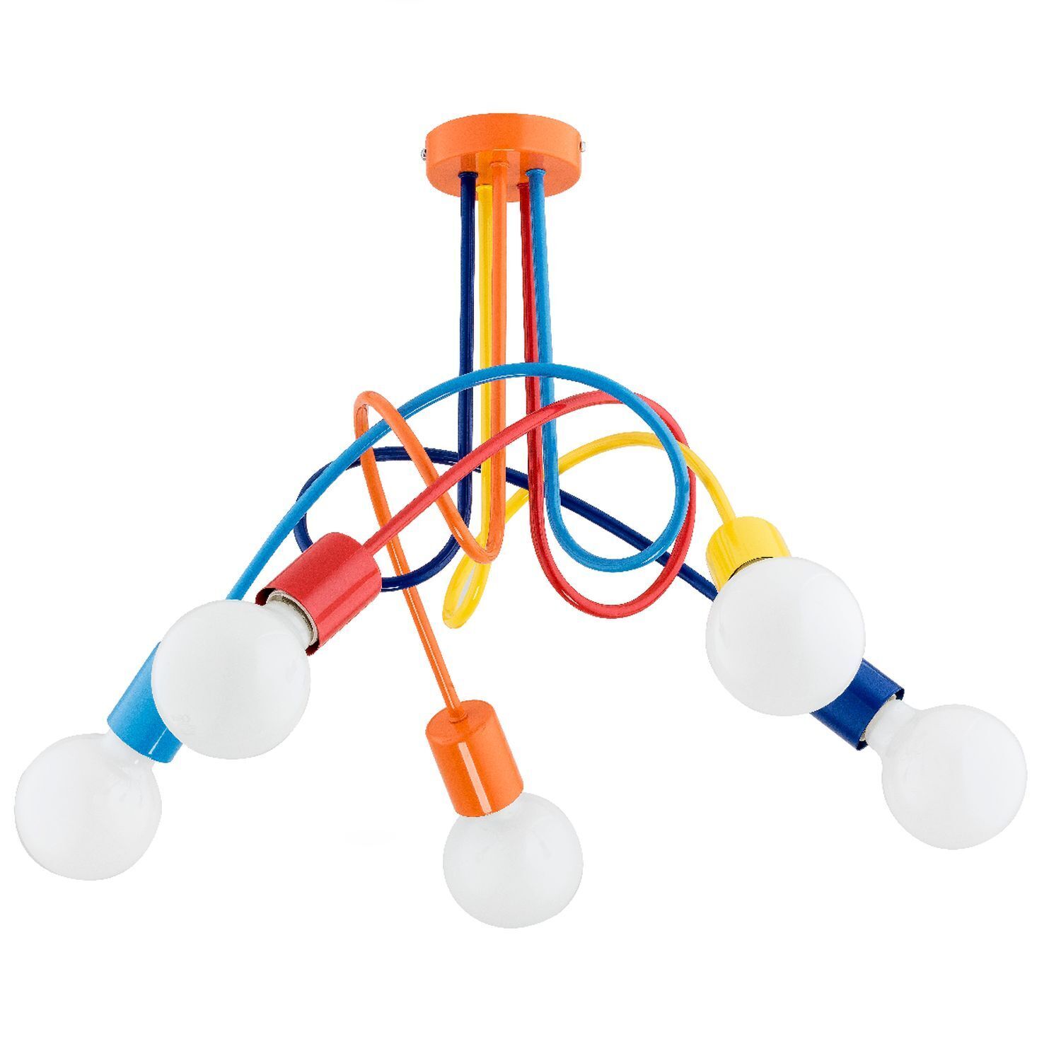 kinder-deckenlampe-badlampe-kinderlampe-wohnzimmerlampe-kalmar-5x-e27-bis-15w-bunt-fuer-kinder-le130657-01 Lichtpendel, Mehrfarbig, Glimmerkabel, Lampenfassung, Glimmer-Glühbirnen