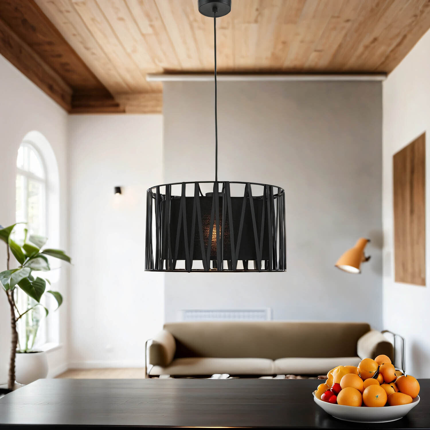 Lampe à suspendre Salon Moderne Noir Métal ∅40cm