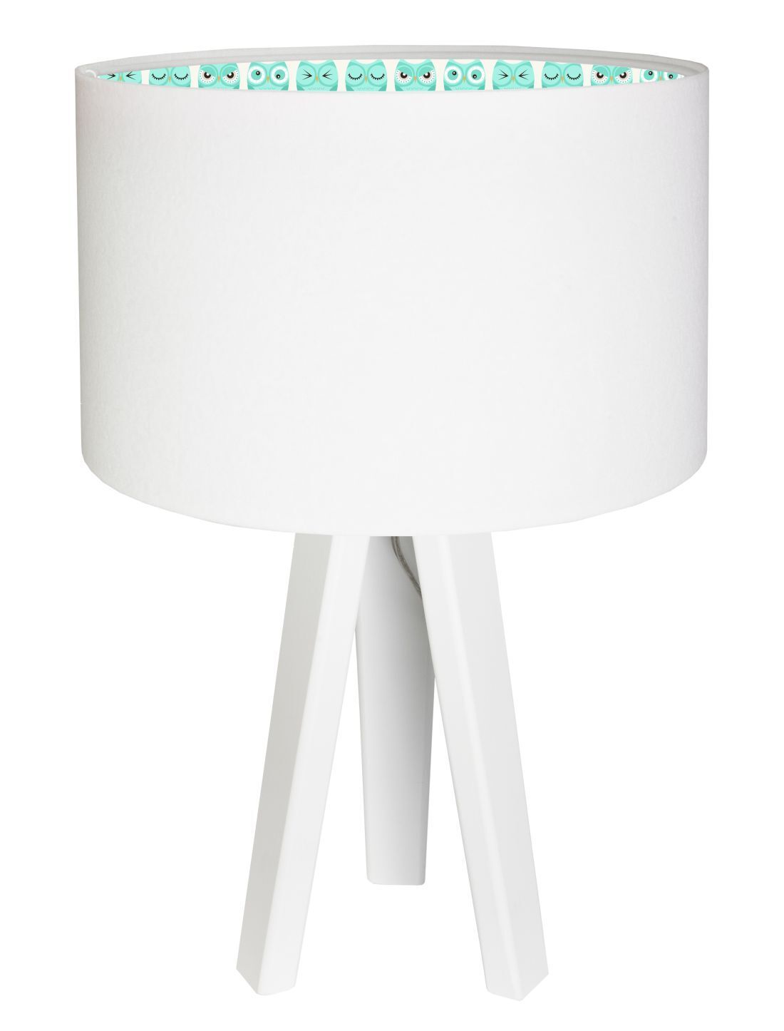 Lampe de chambre d'enfant fille bois blanc table hiboux