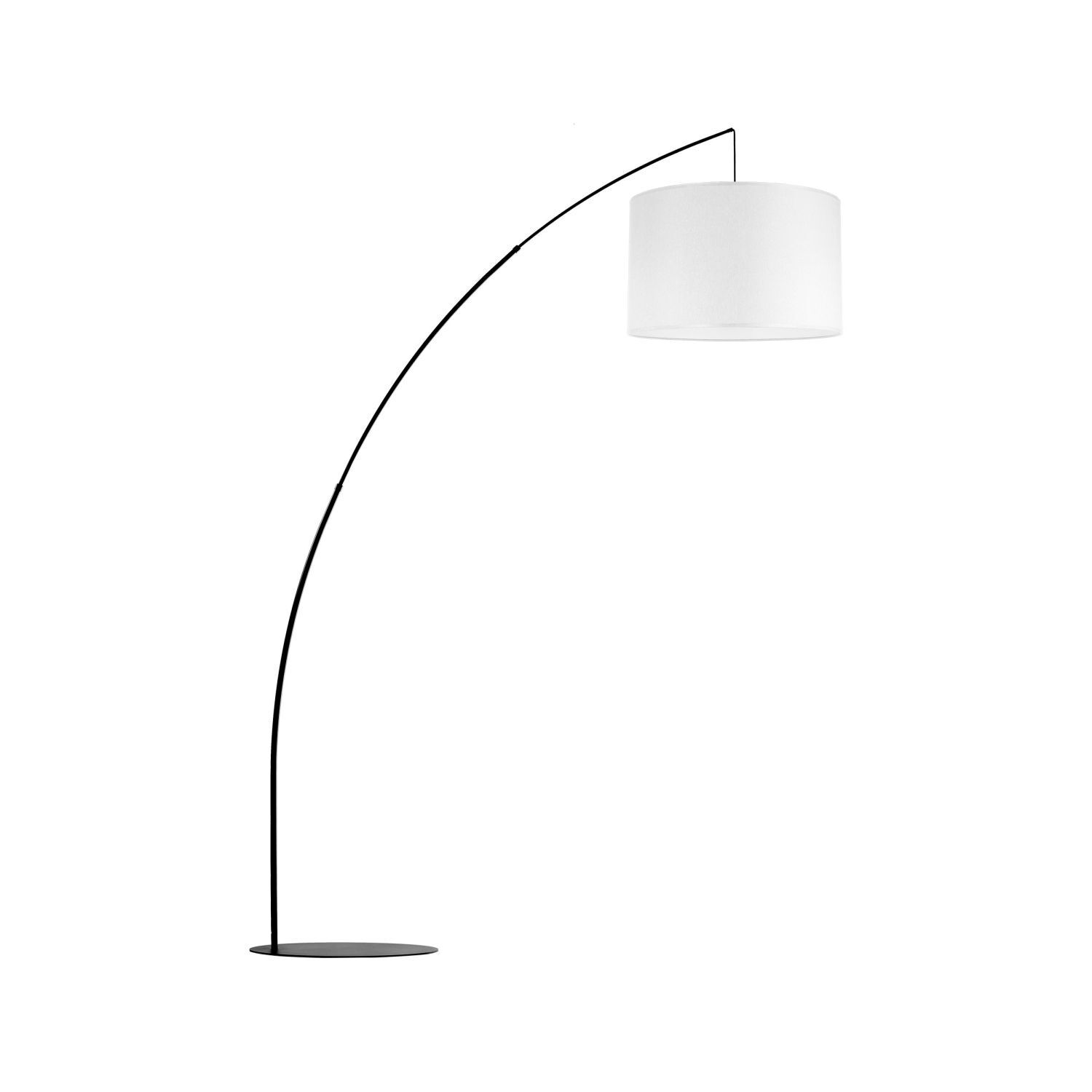 Lampadaire Noir Blanc 245 cm de haut courbé Abat-jour en tissu