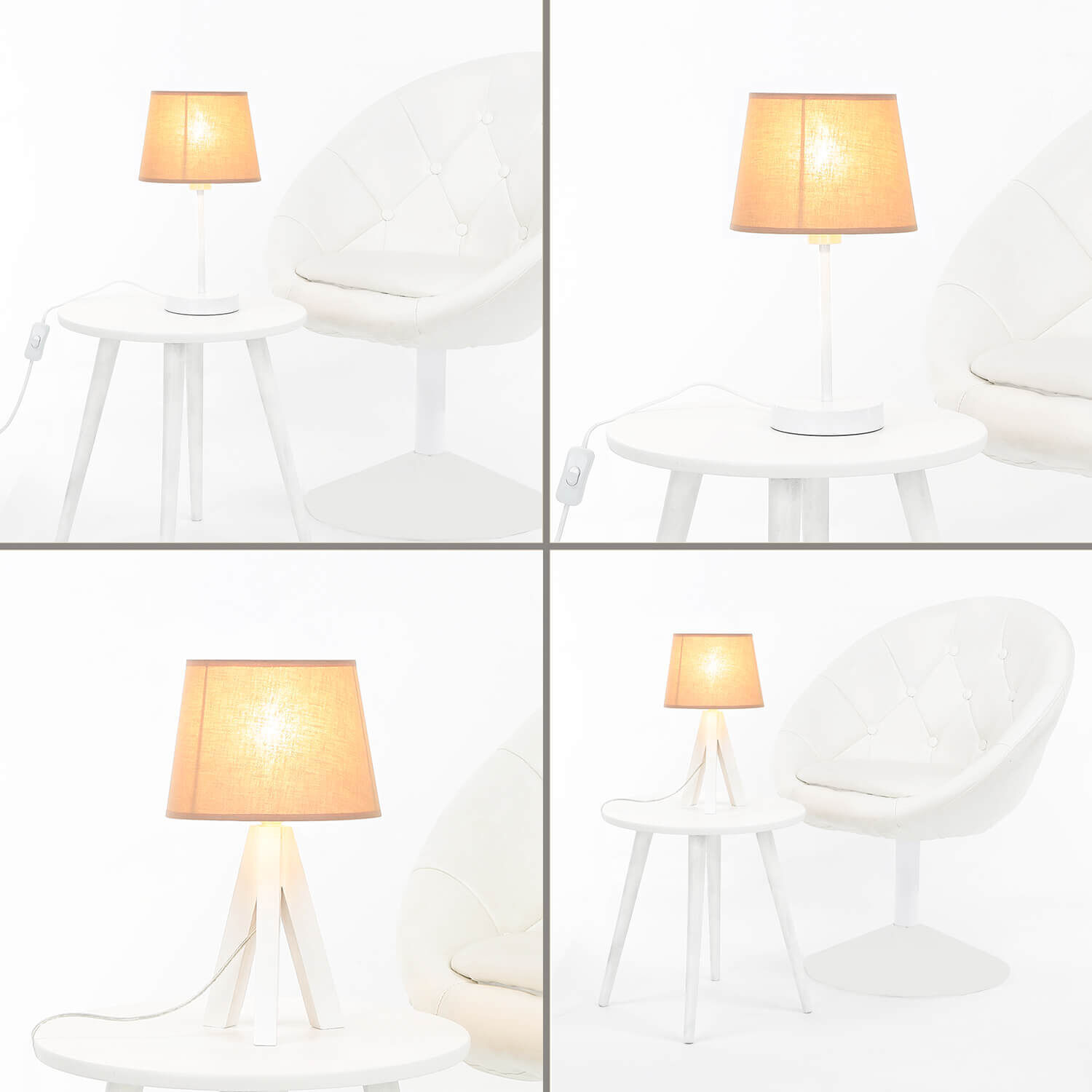 Tissu Abat-jour Lampe de table Ø19,5cm pour E14 Lampe, Tischlampe, Lampenschirm, Stuhl, Mobiliar