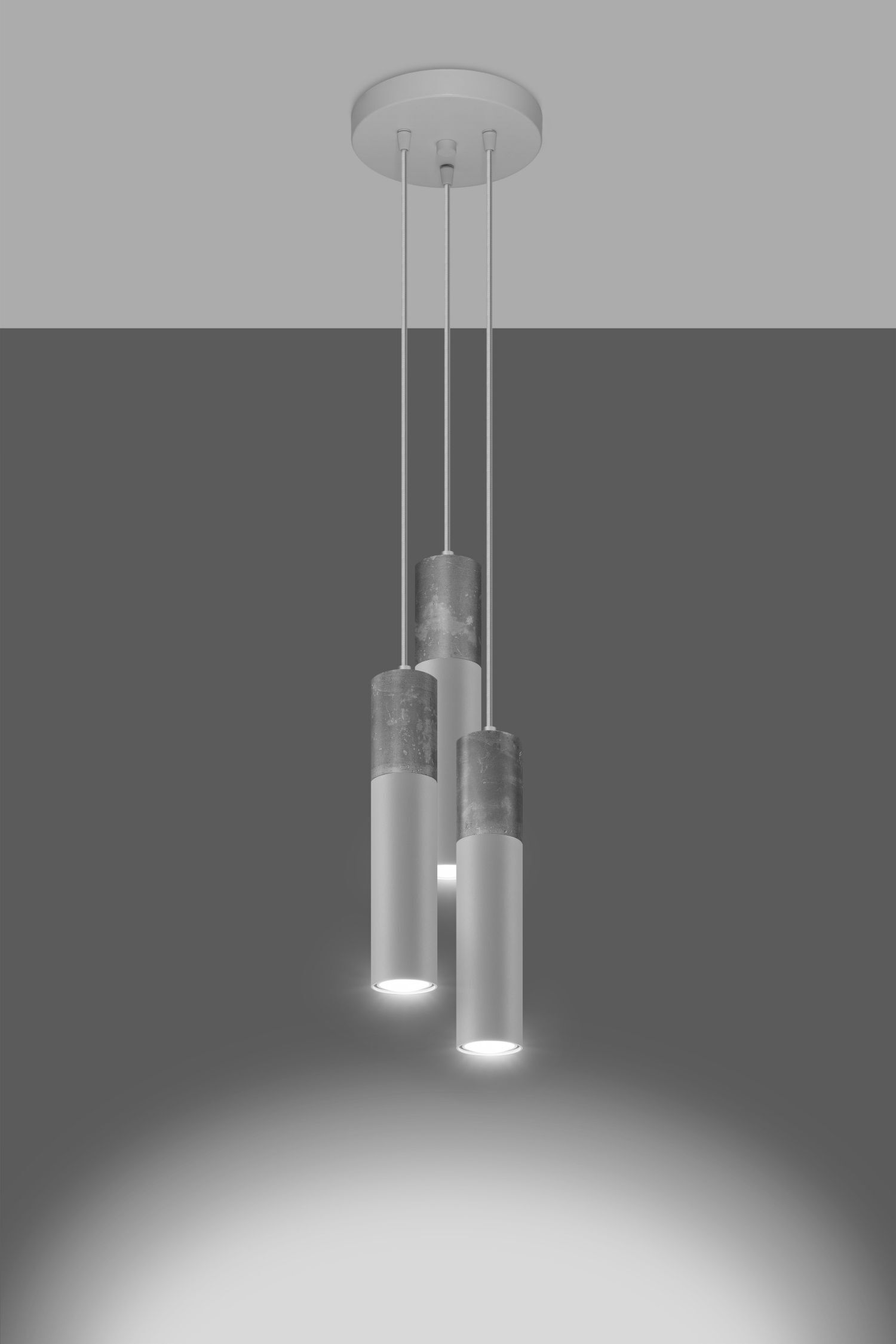 Lampe à suspendre métal béton GU10 3-flamme Ø 20 cm