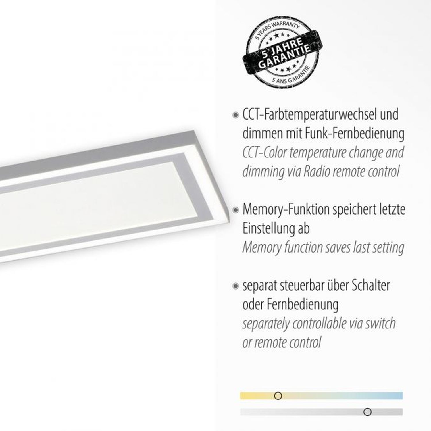 Plafonnier LED à intensité variable Télécommande 32 W 110 cm