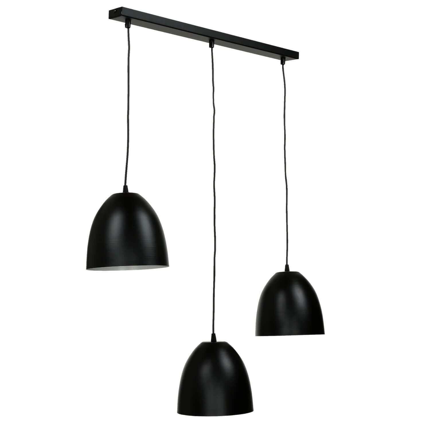 Suspension ANNIE noir 3 flammes oblongues