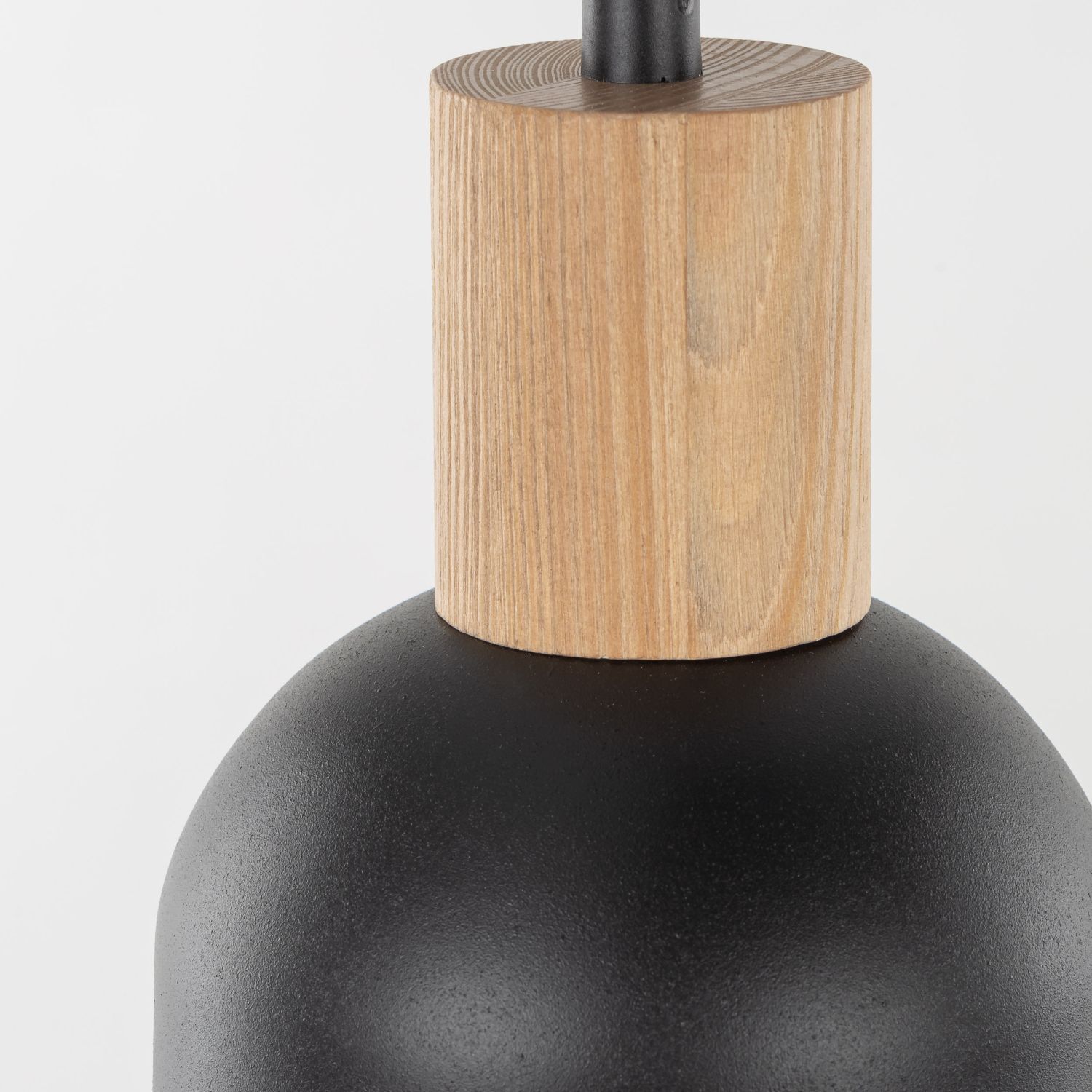 Suspension noir E27 3 flammes métal bois PRESTON Flasche