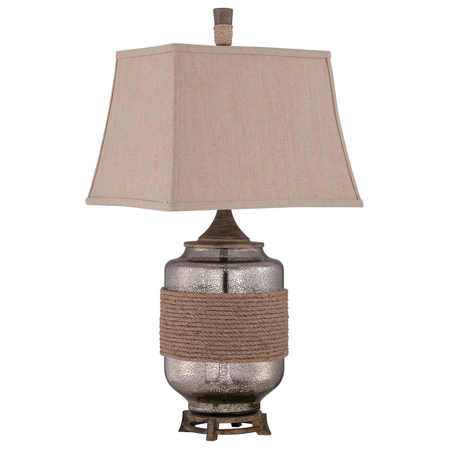 Lampe de Table Verre Lin Classique 83cm en Argent Beige Lampe, Tischlampe