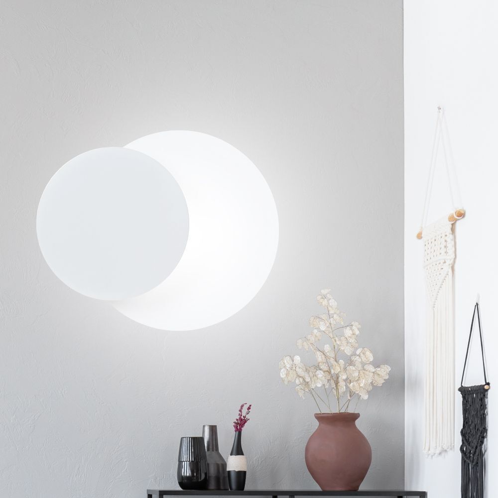Applique murale Blanc Métal Bois rond Scandinave G9