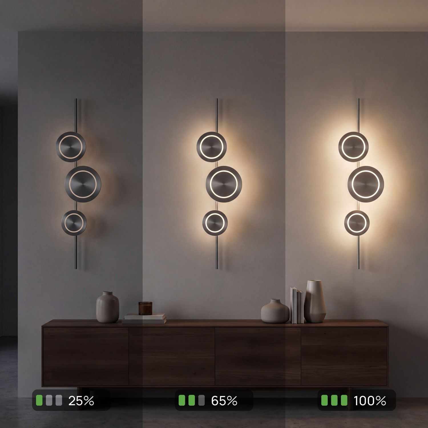 Applique LED argent H:120 cm 1008 lm 3000 K dimmable Wandlampe, Hängelampe, Rundlampen, LED, warme Beleuchtung