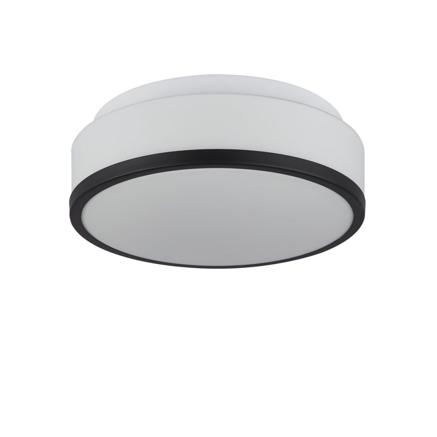 Plafonnier rond salle de bain Ø 29 cm verre blanc noir anti-éblouissement