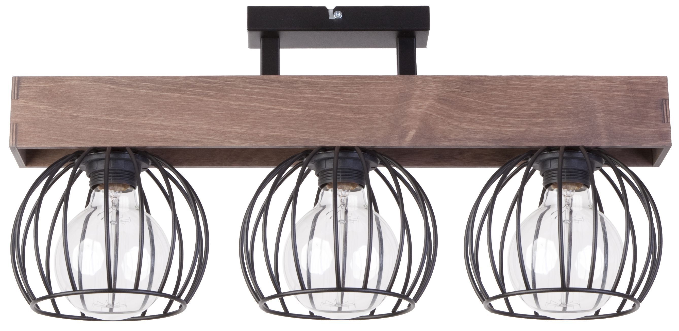 Suspension noire bois métal L:54 cm Multi-flamme