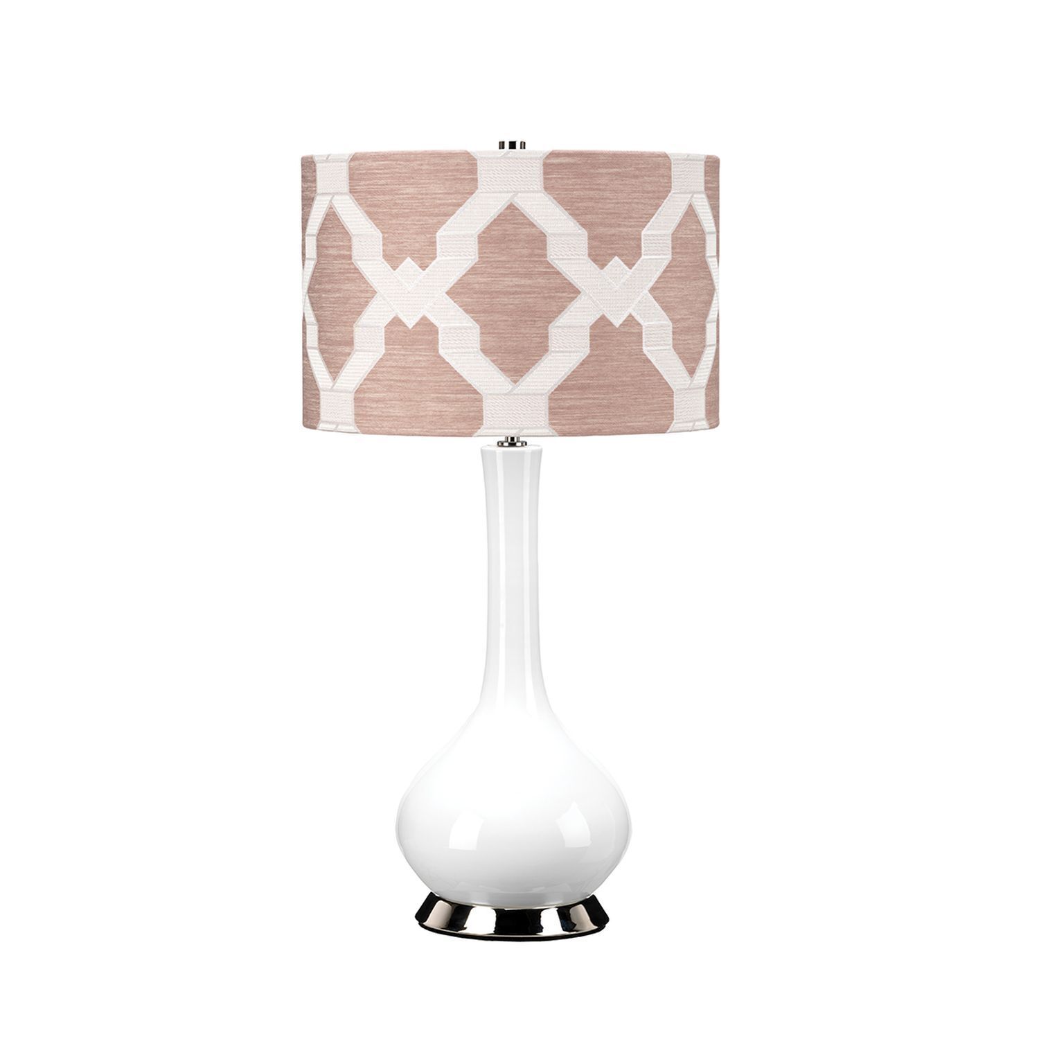 Lampe de table céramique tissu E27 hauteur 69 cm blanc rose
