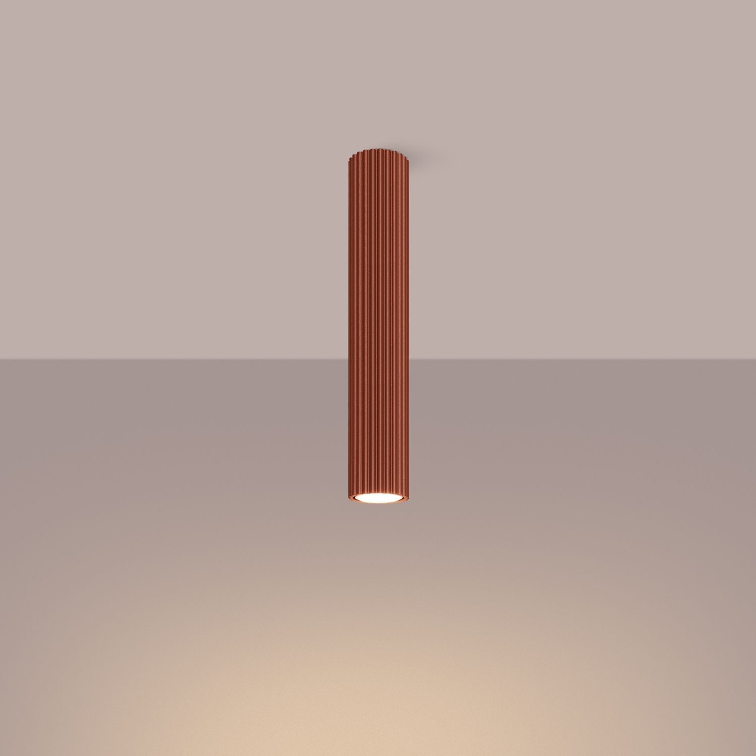 Lampe de plafonnier étroite Ø 6,5 cm H : 40 cm Rouge Moderne Aluminium