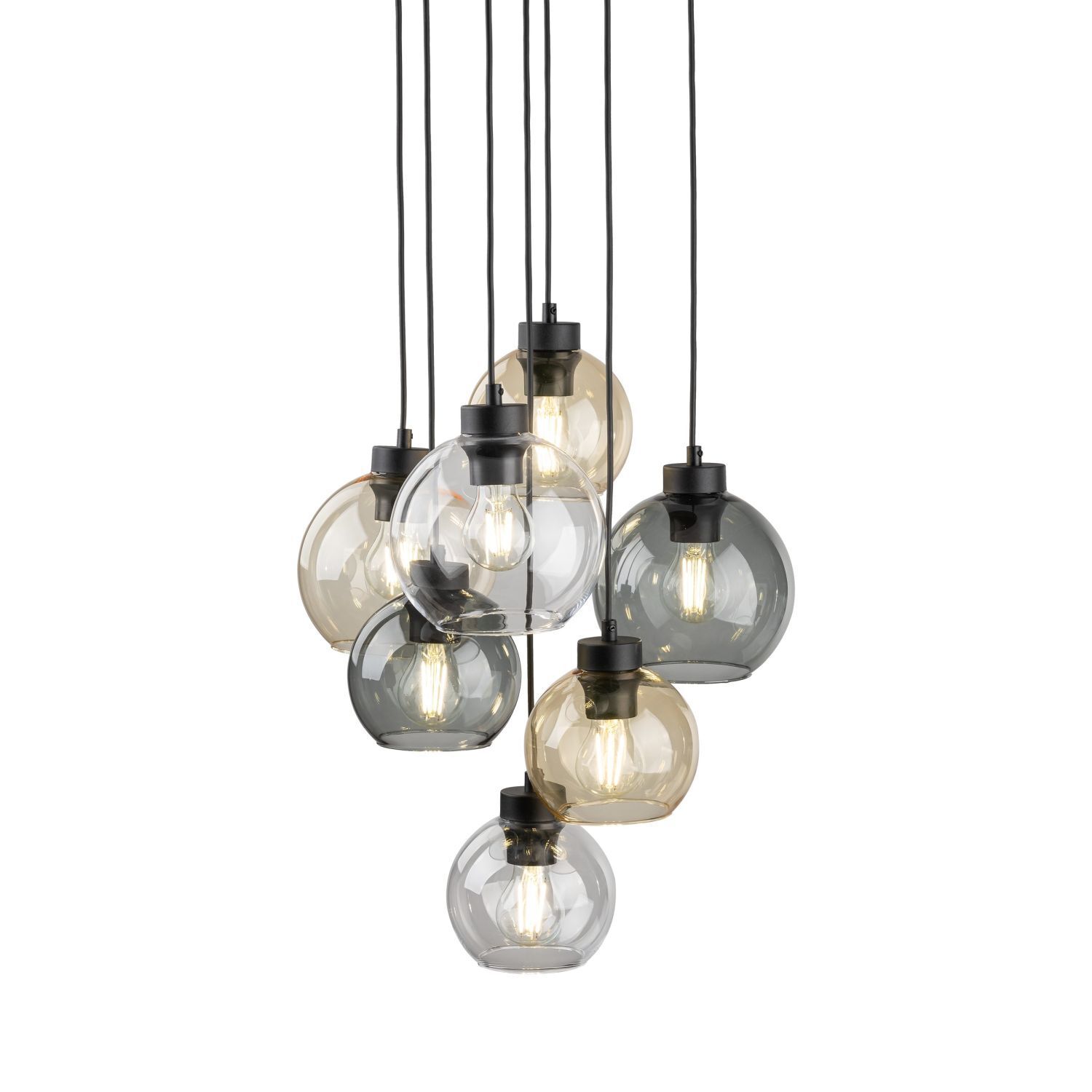 Lampe à suspendre verre fumé H : max. 140 cm réglable 7x E27