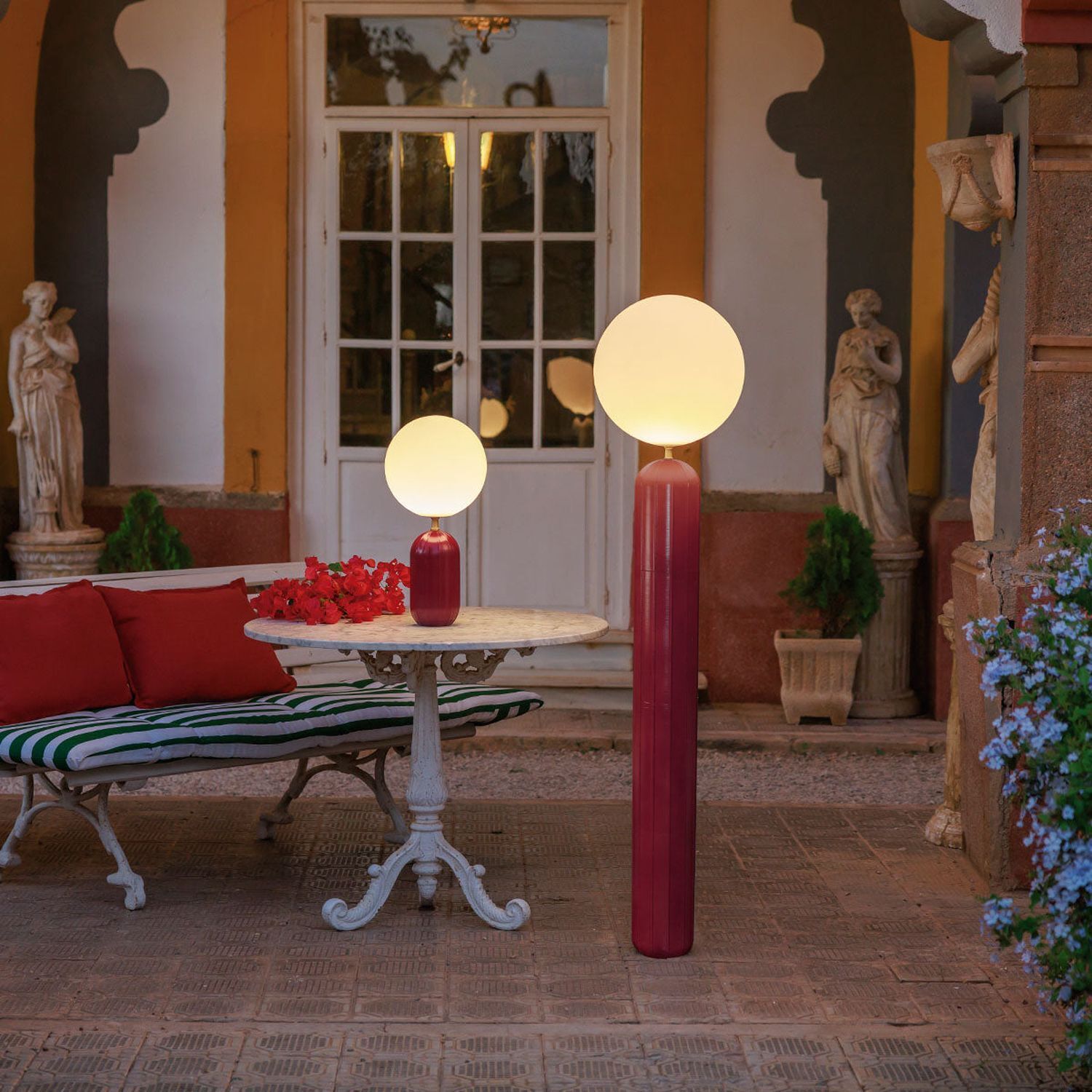 LED Akku Stehlampe dimmbar Bordeaux IP54 3000 K 153 cm Lampen, Säule, Gartenmöbel, Rundlampe, Außenbeleuchtung