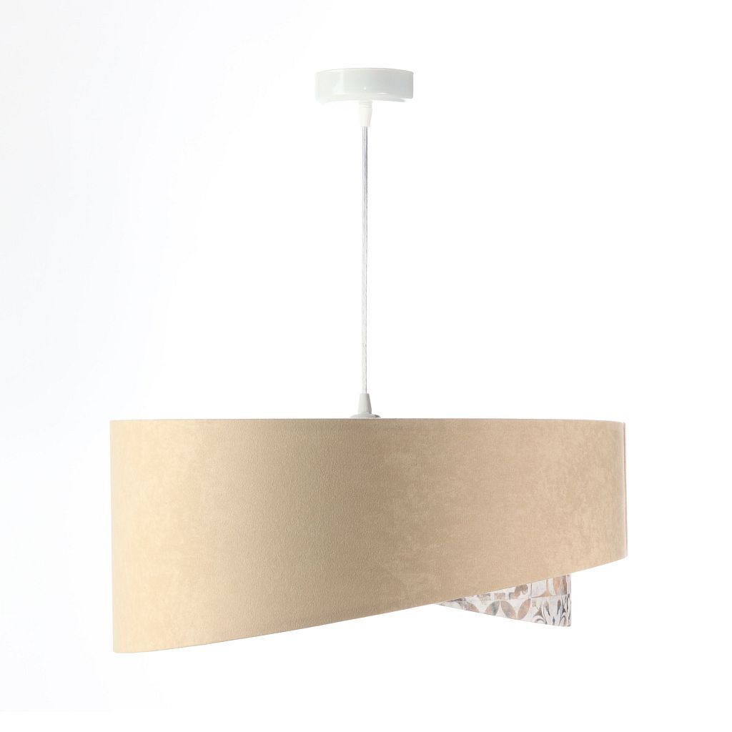 Suspension ronde D : 50 cm E27 Tissu aspect velours Moderne KARIM