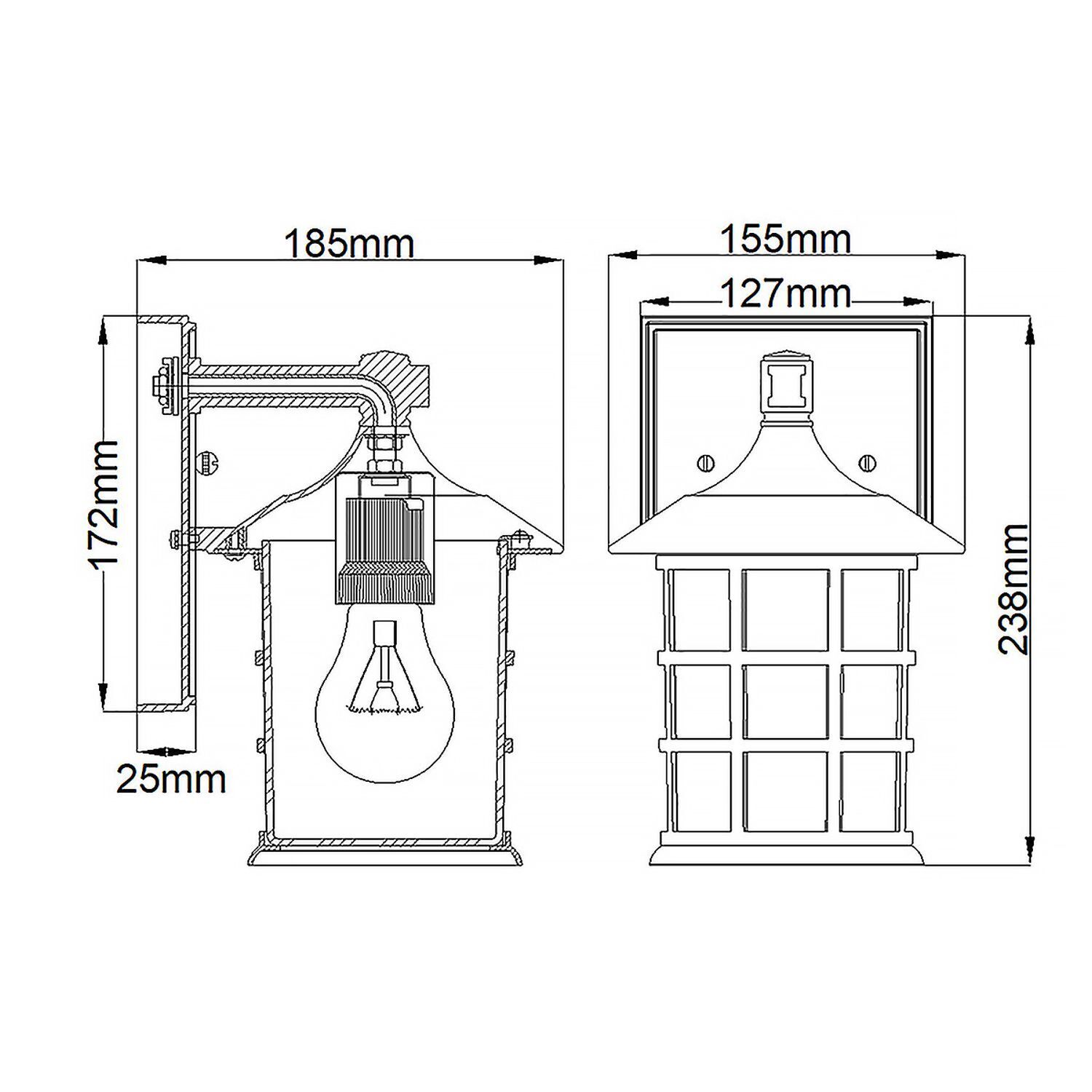 Lampe d'extérieur murale E27 IP44 H : 23,8 cm Noir LOUTH