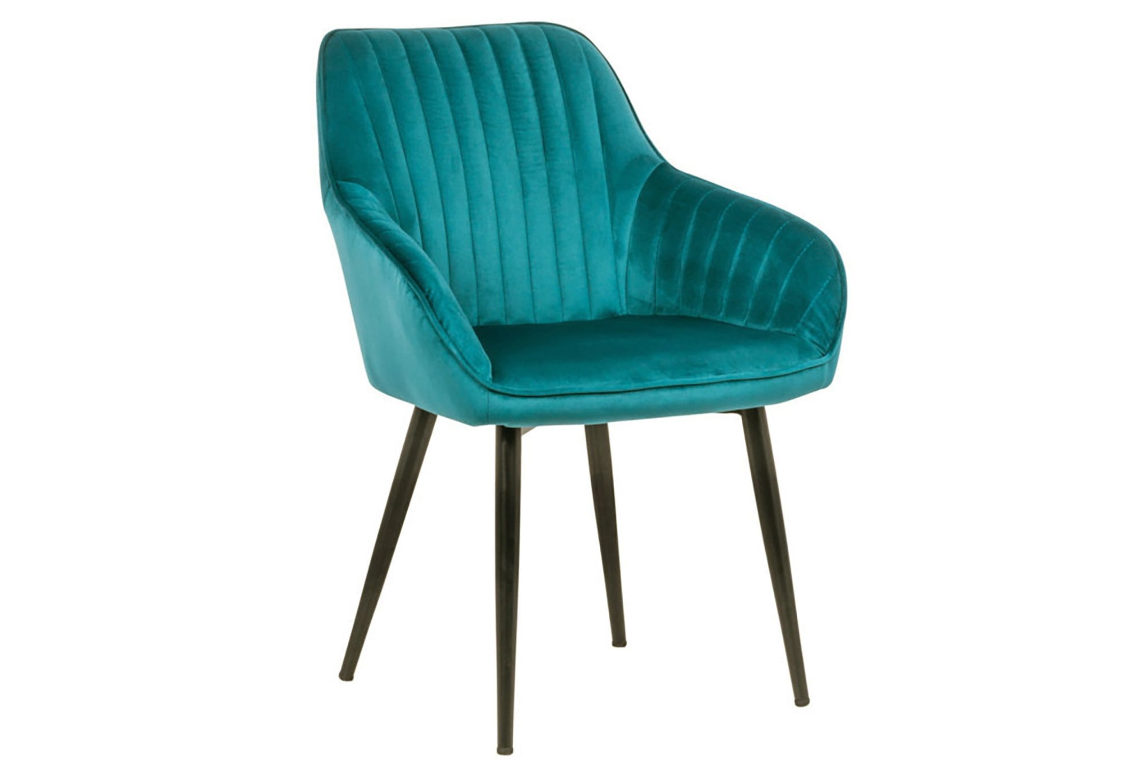 Chaise de salle à manger turquoise noir en velours métal avec accoudoirs