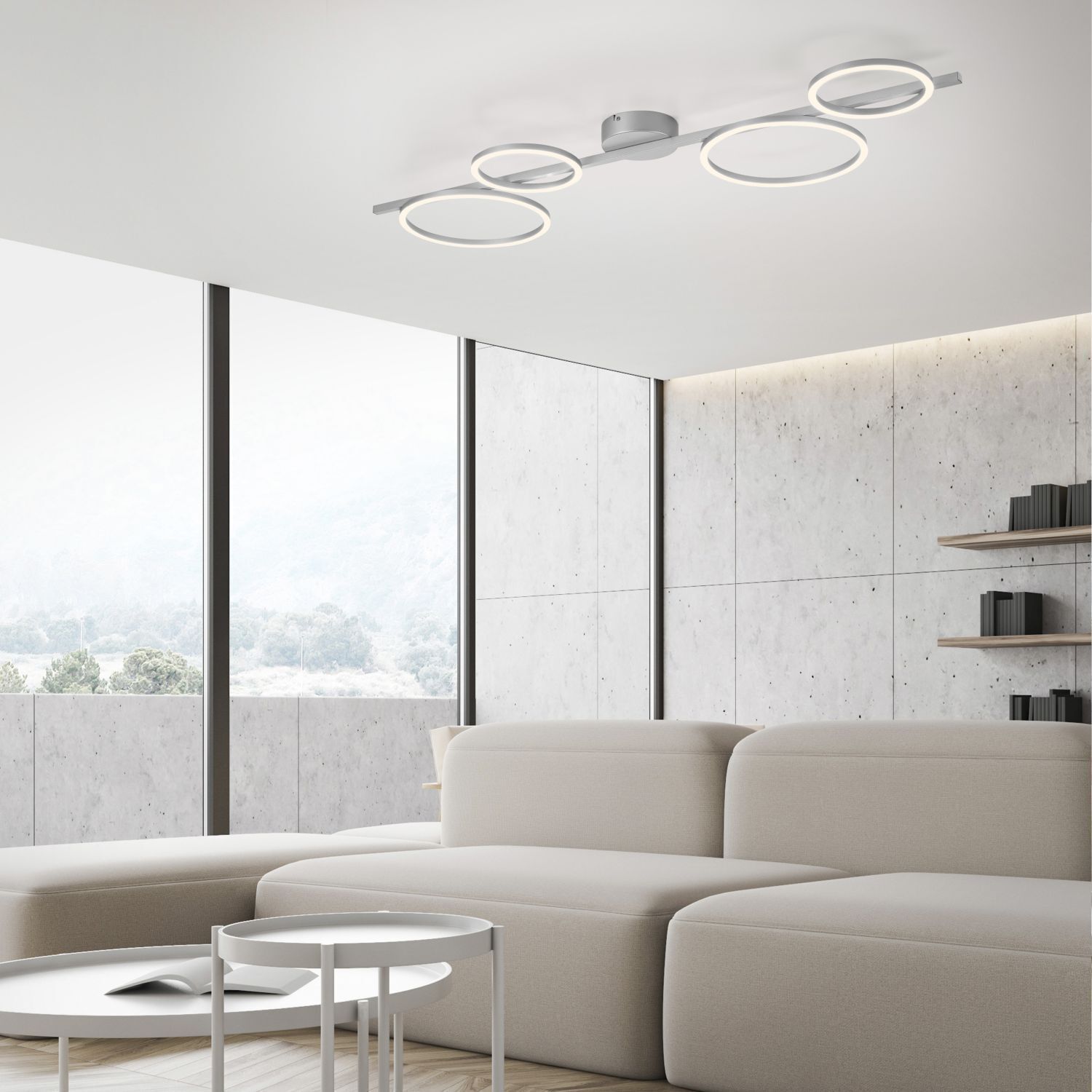 Lampe de plafonnier LED blanche métal 120 cm allongée 3000 K