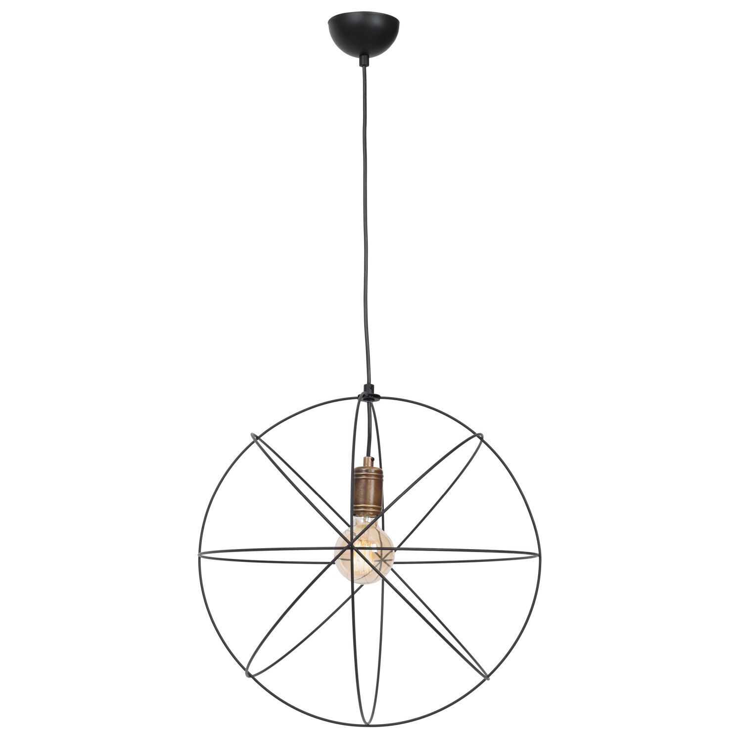 Lampe à suspendre ronde 45 cm noir métal E27