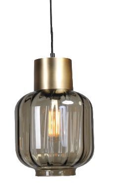 Lampe à suspendre noir or Ø 20 cm verre fumé E27