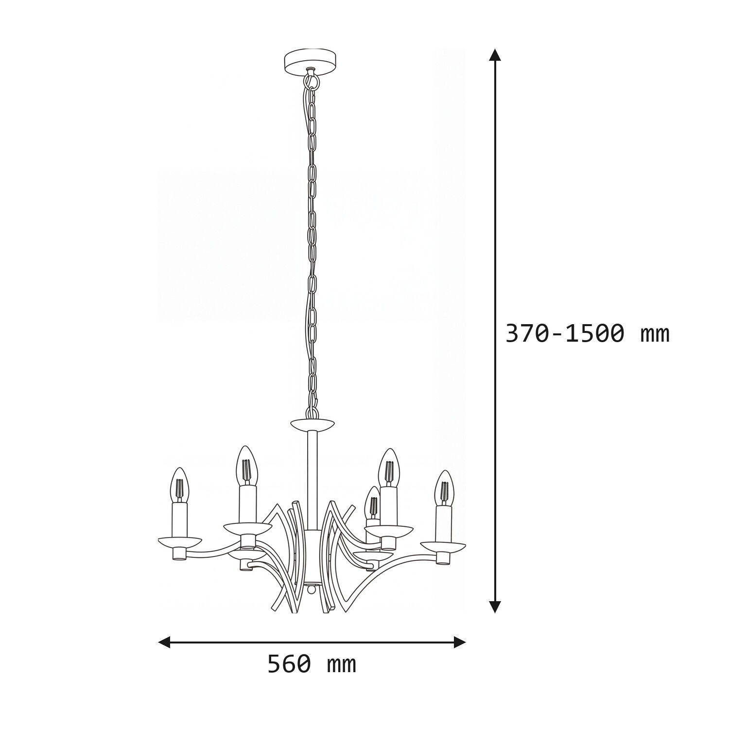 Kronleuchter, Hängelampe, Metall, Kandellaber, 4-flammig