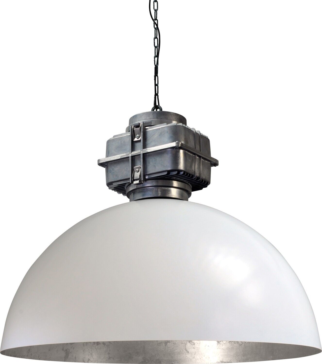 Lampe à suspendre industrielle XXL Ø80cm blanc argenté LARINO