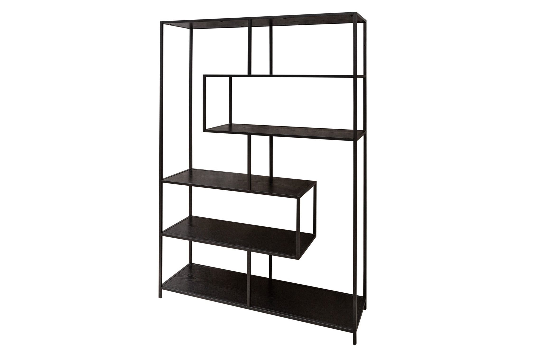 Étagère sur pied noire 114 x 185 cm design moderne VIVEN Étagère sur pied noire 114 x 185 cm design moderne VIVEN
