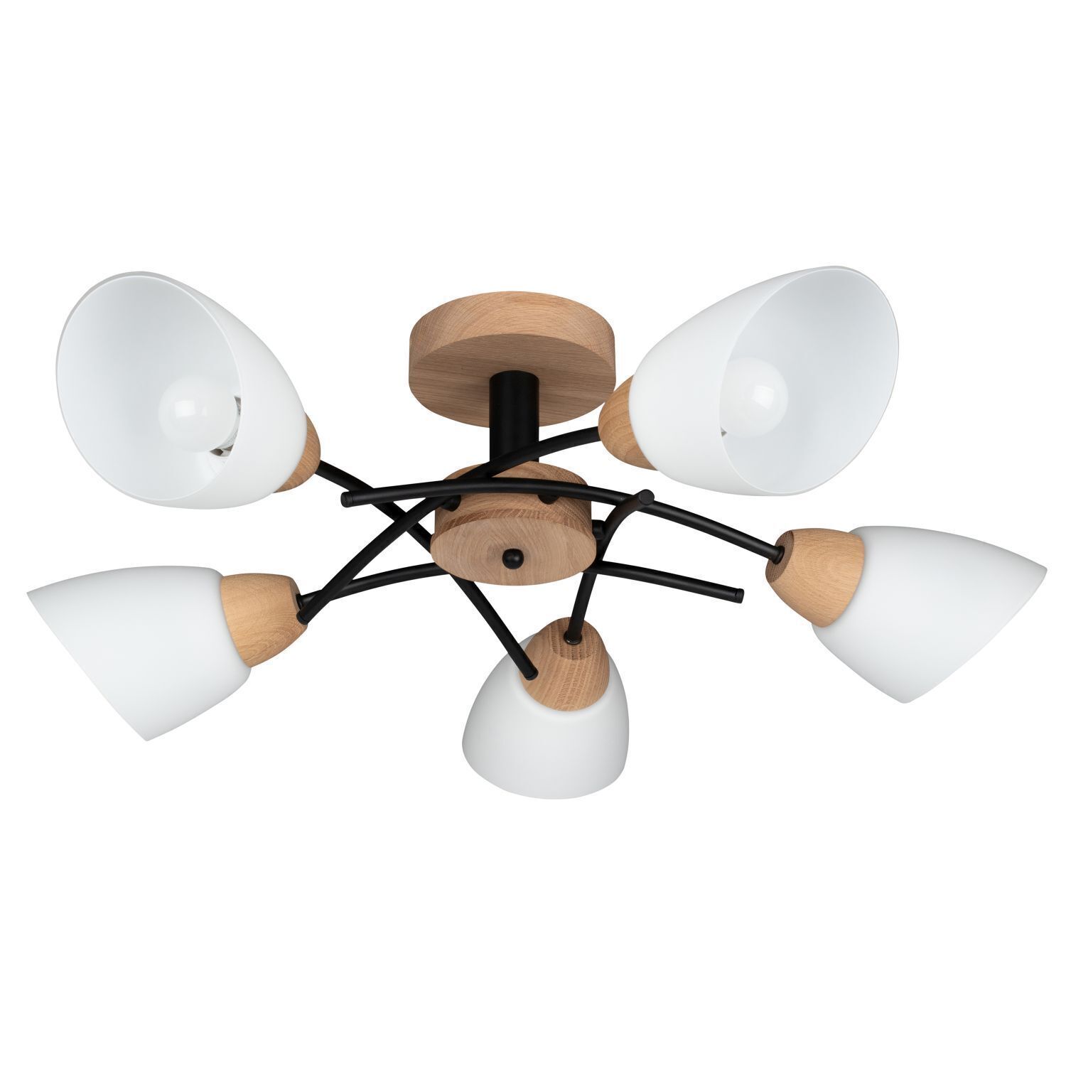 Runde Deckenleuchte Holz Glas blendarm Ø70cm Retro Lampe, Gerät, Deckenventilator, Elektrisches Gerät